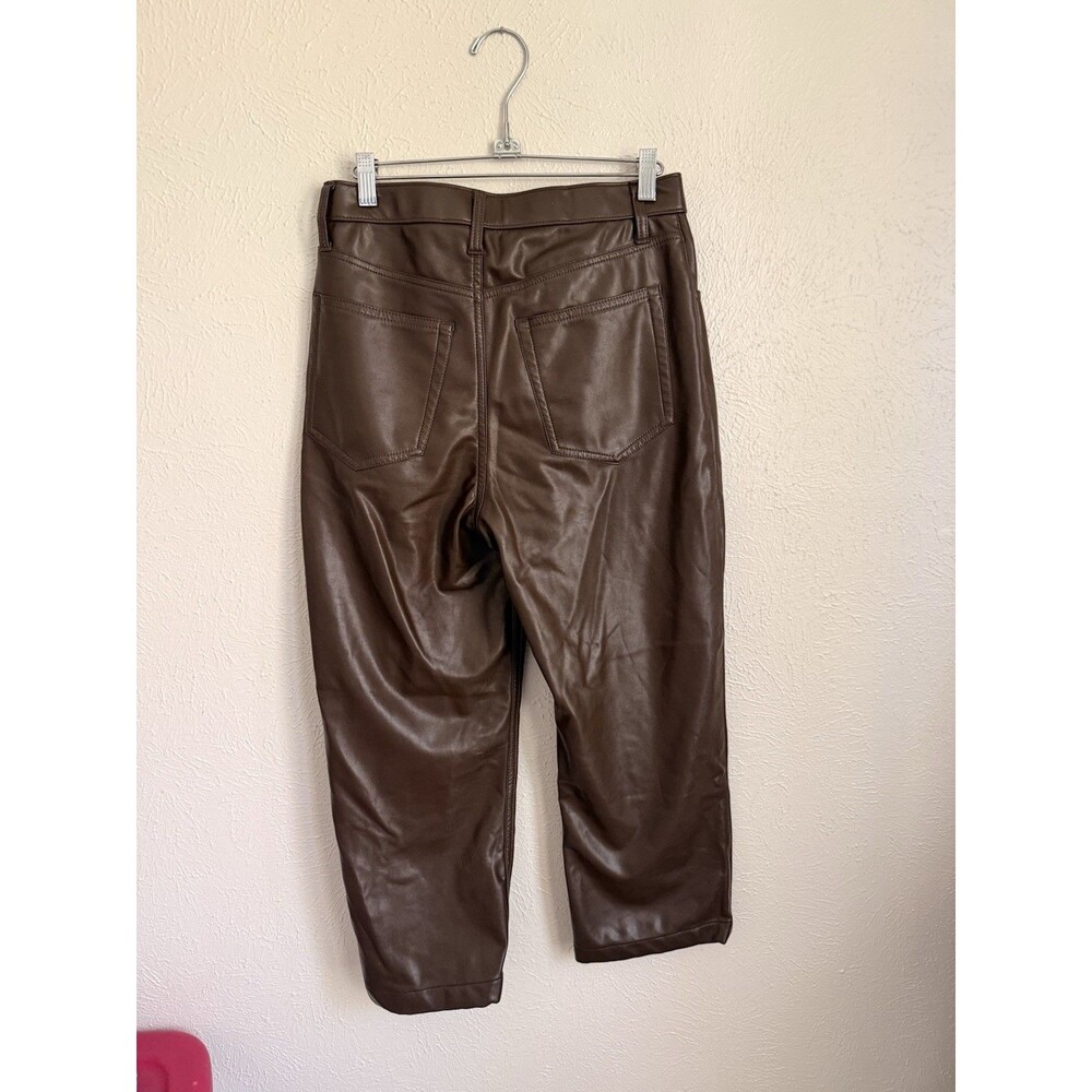 Abercrombie 90s Straight Ultra High Rise Faux Leather Pants Brown Women’s 8 XS - Picture 6 of 6